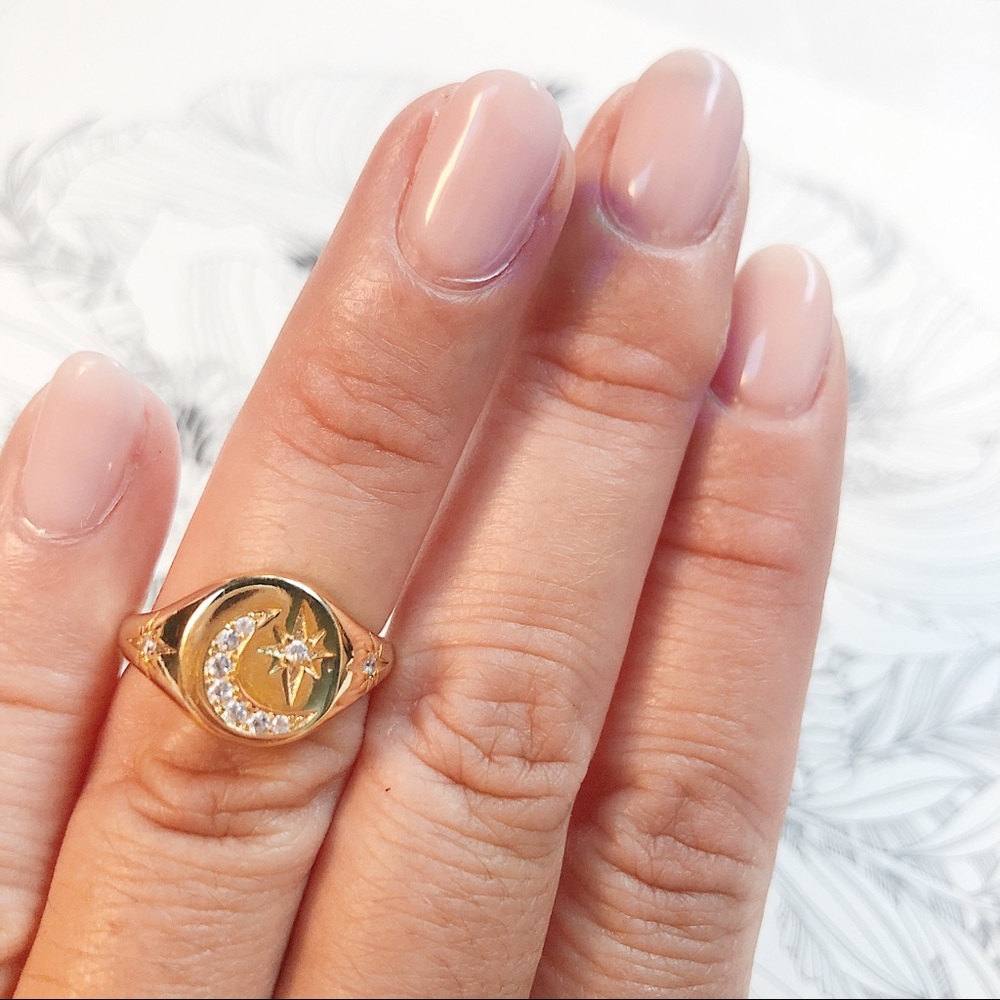 Gold Pave Sun ☀️ & Moon 🌙 Ring